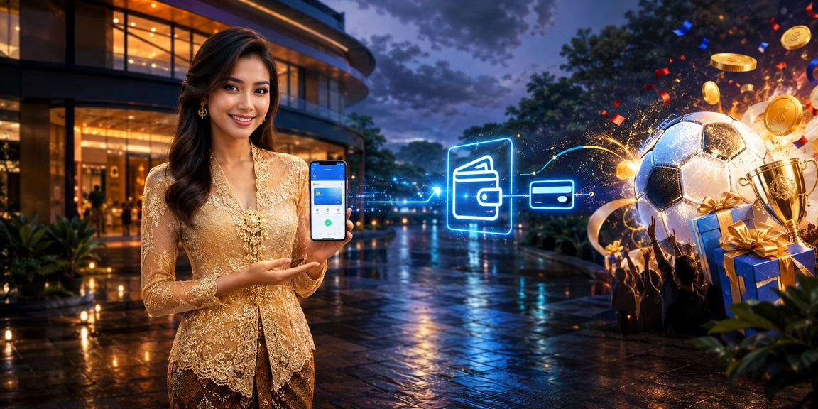 Wanita berpakaian kebaya Malaysia membuat deposit ke platform pertaruhan sukan maya